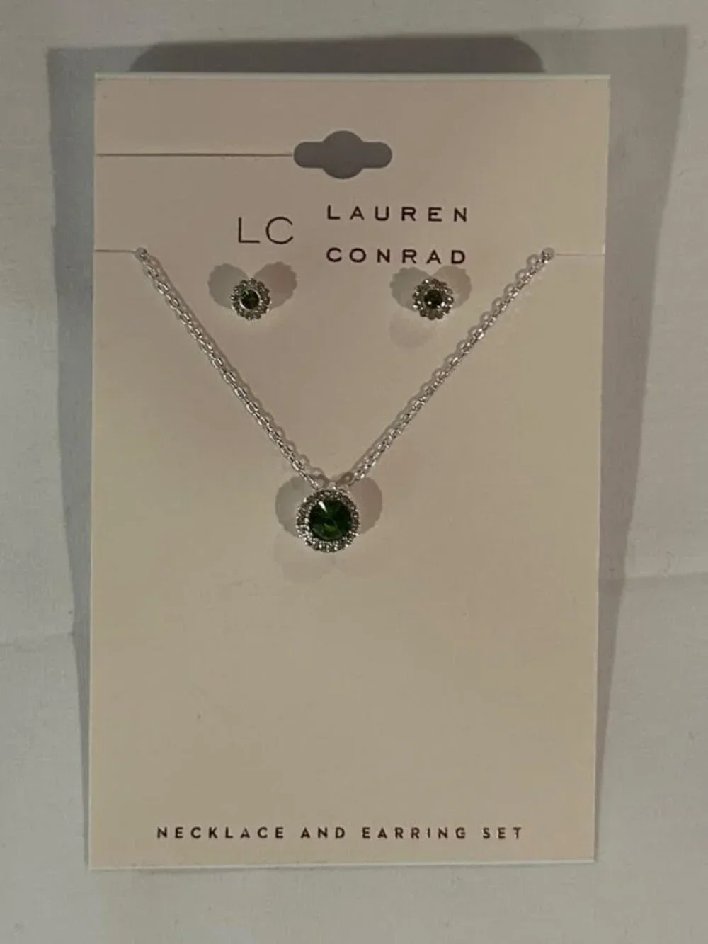 LC Lauren Conrad August Birthstone Pendant Necklace Matching Stud Earrings NEW